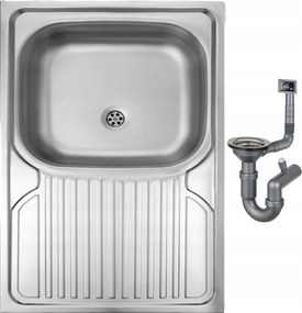 80x60-as egymedencés acél mosogató szifonnal, robusztus