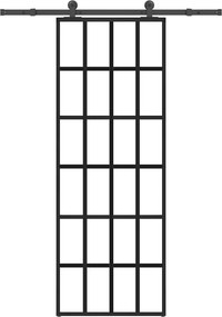 vidaXL ESG üveg és alumínium tolóajtó fémszerelvény-szettel 76x205 cm