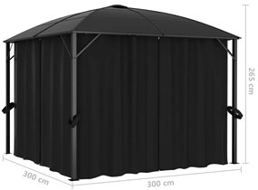 antracitszürke pavilon függönyökkel 300 x 300 x 265 cm