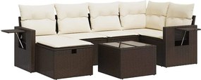 vidaXL 7 részes barna polyrattan kerti ülőgarnitúra párnákkal