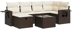 vidaXL 7 részes barna polyrattan kerti ülőgarnitúra párnákkal