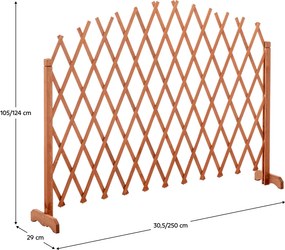 Rácsos térelválasztó panel, barna/fa, 250 cm, KEJLY