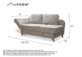 Szürke kordbársony heverő (bal oldali) Chic Charlotte – Miuform