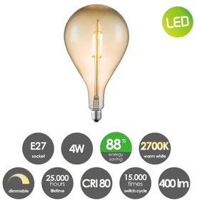 LED Dimmelhető izzó VINTAGE EDISON E27/4W/230V 2700K