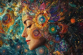 Vászonkép Canvas Portré Nő Mandala Csakra Energia Zen 120x80