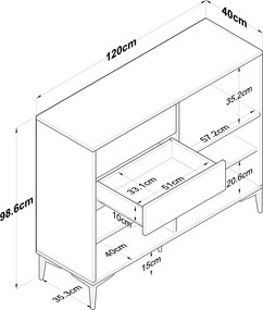 Jeby Walnut and White szekrény