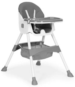 Gyerek etetőszék tálcával és kosárral 5 pontos biztonsági övvel szürke