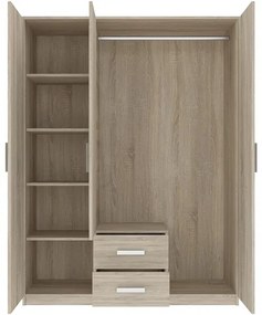 TAMINA gardróbszekrény Sonoma színben, 3 ajtós, 2 fiókos. 150 cm.