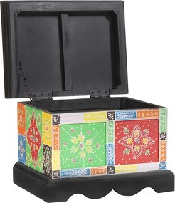 vidaXL Tároló Doboz tárolóval Sokszínű 40 x 30 x 30 cm Tömör mangófa