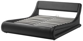 Fekete műbőr ágyneműtartós franciaágy 180 x 200 cm AVIGNON Beliani