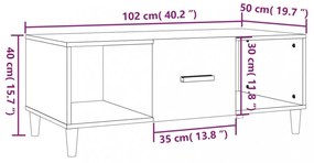 fekete szerelt fa dohányzóasztal 102 x 50 x 40 cm