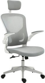 Vinsetto Ergonomikus Irodai Szék Hintázó Funkcióval, Magas Háttámla, Deréktámasz, Fejtámla, Összecsukható Karfák, Otthoni Iroda, Szürke, 65 x 64 x 114