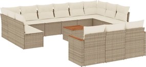 vidaXL 14 részes bézs polyrattan kerti ülőgarnitúra párnával