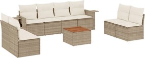 vidaXL 9 részes bézs polyrattan kerti ülőgarnitúra párnákkal