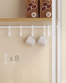 VASAGLE konyhai polc beépített konnektorral 40×60×170 cm, tölgy-fehér