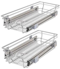vidaXL 2 db ezüstszínű kihúzható drótkosár 300 mm