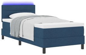 Ágykeret Matrac &amp; LED Kék 90x190 cm Szövet