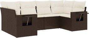 vidaXL 6 részes barna polyrattan kerti ülőgarnitúra párnával