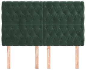 4 db sötétzöld bársony fejtámla 80x7x78/88 cm