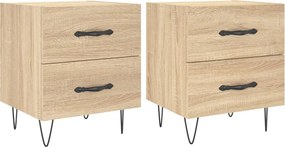vidaXL 2 db sonoma tölgy színű szerelt fa éjjeliszekrény 40x35x47,5 cm