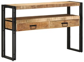 Fekete Asztalok 120x33x75 cm Tömör Mangófából és Fémből
