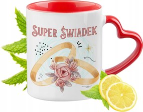 Tanúnak Piros Bögre Szív Alakú Füllel Ajándék