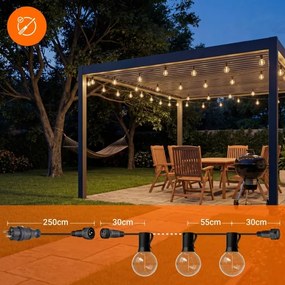 LED kültéri dekorációs fényfüzér 36xE12/1W/230V 22,35 m IP65 fekete