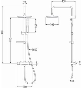 Mexen KX49 zuhanygarnitúra Kai termosztatikus csapteleppel, fekete-arany, 771504991-75