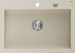 Mexen Elix gránit mosogató 1-medencés 700 x 500 mm, bézs, króm szifon - 6526701005-69