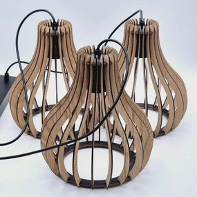 Csillár zsinóron TUCCI 3xE27/15W/230V tölgy/fekete