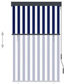 kék és fehér kültéri roló 100 x 250 cm