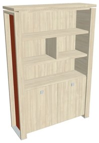Verno+ S magas szekrĂ©ny 140 x 46 x 210 cm, polccal, akĂĄc / narancs