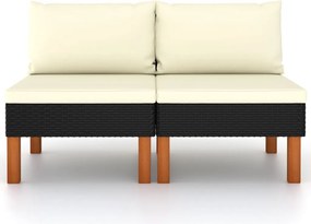 vidaXL 2 db polyrattan és tömör eukaliptuszfa középső kanapé