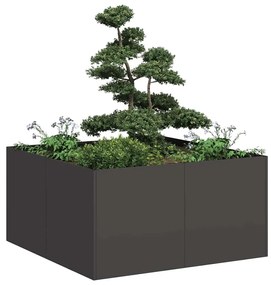 vidaXL fekete hidegen hengerelt acél növénytartó 80x80x40 cm