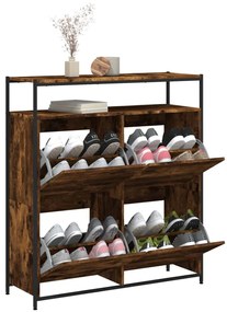 füstös tölgy cipőszekrény 4 kihajtható fiókkal 100x34x112 cm