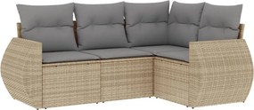 vidaXL 4 részes bézs polyrattan kerti ülőgarnitúra párnákkal