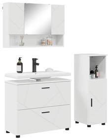Fürdőszoba bútor szett 3 pcs Magasfényű fehér 76.5 x 35 x 64 cm