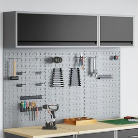 5 Darabos Szerszám Szekrény és Pegboard Készlet Fali Fekete Fém