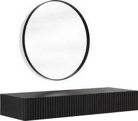Nicole fali sminkasztal fekete tükörrel 60 cm - matt fekete / fekete