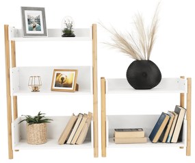3 polcos állvány, természetes bambusz/fehér, BALTIKA TYP 2