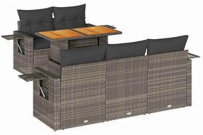 vidaXL 6 részes szürke polyrattan kerti ülőgarnitúra párnákkal