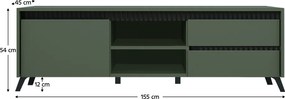 TV-asztal, smoke zöld/fekete, LONGY RTV1K2So