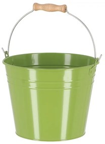 Cink kerti vödör, fa fogóval, 4,5 literes, zöld