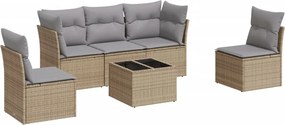 vidaXL 6 részes bézs polyrattan kerti ülőgarnitúra párnával