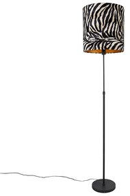 Állólámpa fekete lámpabúrával zebra mintával 40 cm állítható - Parte