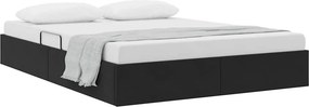 vidaXL Tárolós Ágy fejtámlával tárolóval Fekete 140 x 190 cm Bársony