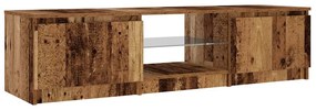 antik fa színű szerelt fa TV-szekrény LED-ekkel 140x40x35,5 cm