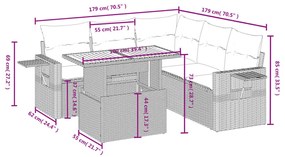 6 részes bézs polyrattan kerti ülőgarnitúra párnával