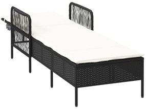 Napozóágy Fekete és krém szín PE Rattan 157 x 55 x 92 cm