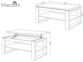 Mazzoni NUO Artisan Tölgy/Bézs (Pezsgő) - MODERN DOHÁNYZÓASZTAL MEGEMELHETŐ ASZTALLAPPAL